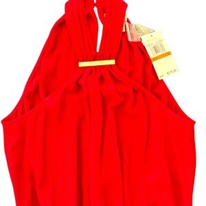 Vibrant Red Halter Dress